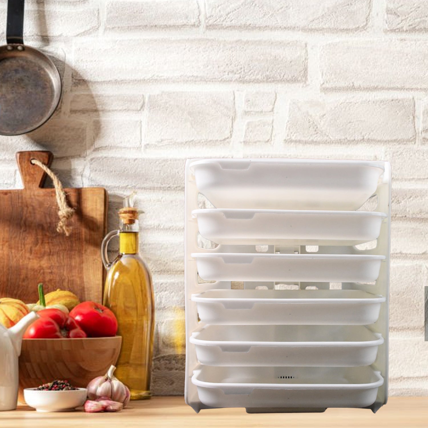 Plastic 6 Layer Wall-Mounted Food Organizer Rack (1 Set) Plastic 6 Layer Wall-Mounted Food Organizer Rack (1 Set)